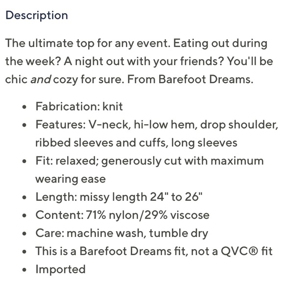 Barefoot Dreams CozyChic Ultralite V-neck Pullover-2XL-NWT - Picture 3 of 3